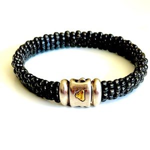 Lagos black ceramic caviar bracelet with silver and gold